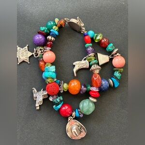 Colorful Multicolor Beaded Charm Bracelet - Women Jewelry